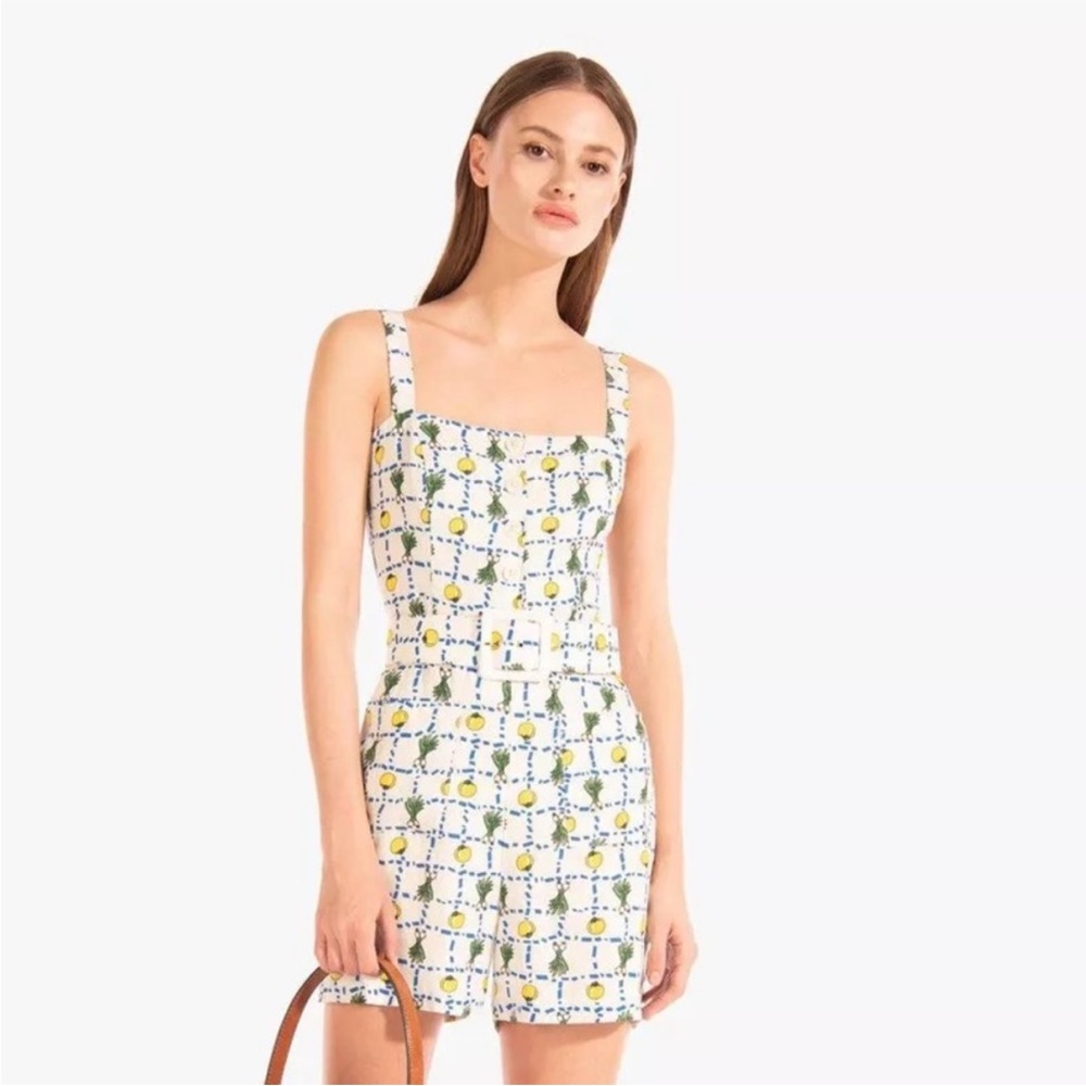 STAUD Linen Pomelo Belted Playsuit jumper romper